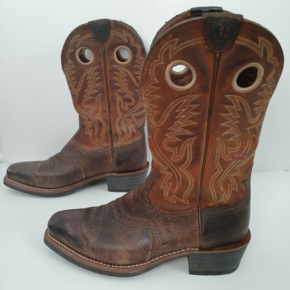 Ariat Men's Heritage Roughstock Western Cowboy Leather Boots Size 9EE